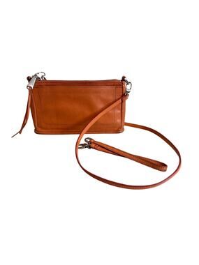 Hobo soft orange leather convertible crossbody or wristlet pockets in & out